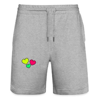 VALENTINE'S DAY. Bachelorette party. I LOVE YOU. I LOVE YOU. LOVE - Stanley/Stella Trainer Unisex Organic Jogging Shorts - heather grey - Front - Nik (191cm) & Marisol (170cm)