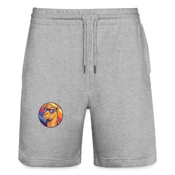 Camel Bande dessinée Cool Été - Short de jogging bio TRAINER Stanley/Stella unisexe - gris chiné - Devant - Nik (191cm) & Marisol (170cm)