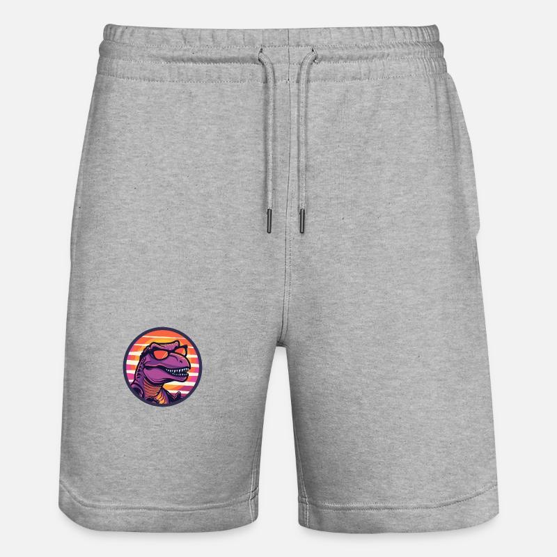 Dinosaurier T-Rex Cool Sommer - Stanley/Stella Unisex Bio Joggingshorts Trainer - Grau meliert