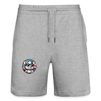 Maus Comic Cool Sommer - Stanley/Stella Unisex Bio Joggingshorts Trainer  - Grau meliert - Vorne - Nik (191cm) & Marisol (170cm)