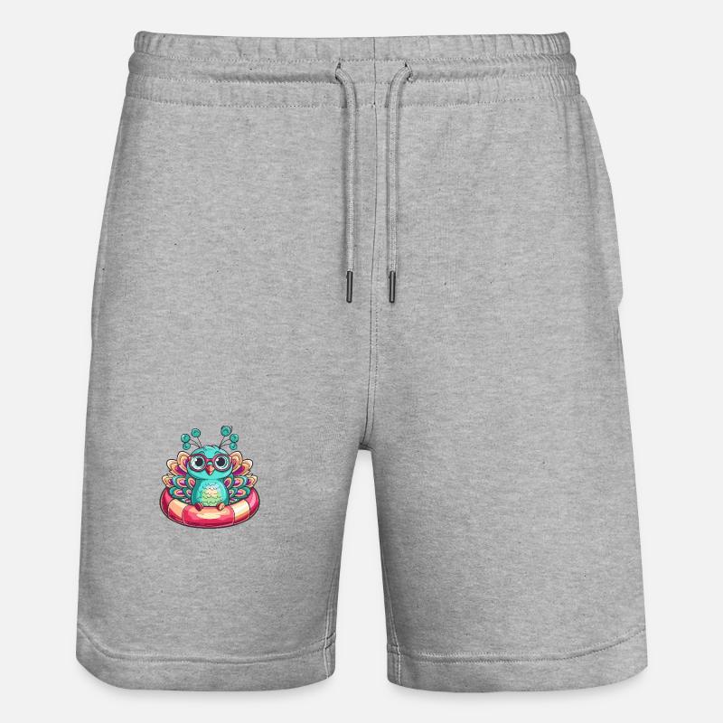 Pfau Vogel Comic Cool - Stanley/Stella Unisex Bio Joggingshorts Trainer  - Grau meliert