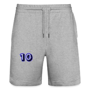 10. 10 YEARS. 10th ANNIVERSARY. 10 YEAR ANNIVERSARY. - Stanley/Stella Trainer Unisex Organic Jogging Shorts - heather grey - Front - Nik (191cm) & Marisol (170cm)