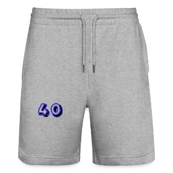 40. 40 YEARS. 40th ANNIVERSARY. 40TH ANNIVERSARY. - Stanley/Stella Trainer Unisex Organic Jogging Shorts - heather grey - Front - Nik (191cm) & Marisol (170cm)