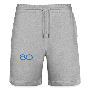 80. 80 JAHRE. 80-JÄHRIGES JUBILÄUM. 80. GEBURTSTAG. - Stanley/Stella Unisex Bio Joggingshorts Trainer  - Grau meliert - Vorne - Nik (191cm) & Marisol (170cm)