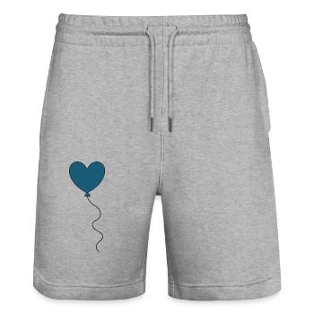 Ballon coeur bleu Ballon Saint-Valentin - Short de jogging bio TRAINER Stanley/Stella unisexe - gris chiné - Devant - Nik (191cm) & Marisol (170cm)