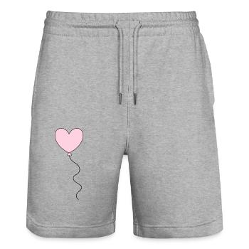 rosarotes Herz Herz rosa rot Herz pink Herzmuster - Stanley/Stella Unisex Bio Joggingshorts Trainer  - Grau meliert - Vorne - Nik (191cm) & Marisol (170cm)