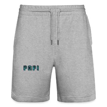 BONNE FÊTE PAPA. PAPA. FÊTE DES PÈRES. PÈRE - Short de jogging bio TRAINER Stanley/Stella unisexe - gris chiné - Devant - Nik (191cm) & Marisol (170cm)