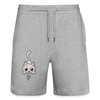 chat bande dessinée douce - Short de jogging bio TRAINER Stanley/Stella unisexe - gris chiné - Devant - Nik (191cm) & Marisol (170cm)