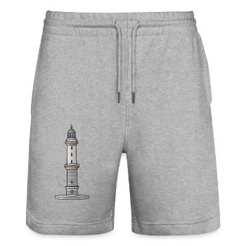 Lighthouse Warnemünde c - Stanley/Stella Trainer Unisex Organic Jogging Shorts - heather grey - Front - Nik (191cm) & Marisol (170cm)