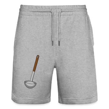 Suppenkelle Küche kochen Koch Köchin Suppe - Stanley/Stella Unisex Bio Joggingshorts Trainer  - Grau meliert - Vorne - Nik (191cm) & Marisol (170cm)