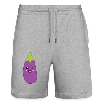 Aubergine Légume Costume Carnaval Carnaval - Short de jogging bio TRAINER Stanley/Stella unisexe - gris chiné - Devant - Nik (191cm) & Marisol (170cm)