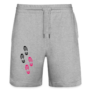 footprints - Stanley/Stella Trainer Unisex Organic Jogging Shorts - heather grey - Front - Nik (191cm) & Marisol (170cm)