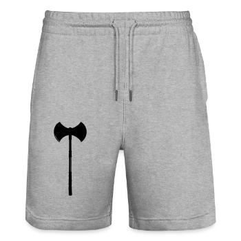 axe - Stanley/Stella Trainer Unisex Organic Jogging Shorts - heather grey - Front - Nik (191cm) & Marisol (170cm)