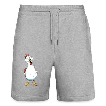 Poulet, Volaille, Poulaillerie, Ferme, Oeufs De Poule - Short de jogging bio TRAINER Stanley/Stella unisexe - gris chiné - Devant - Nik (191cm) & Marisol (170cm)