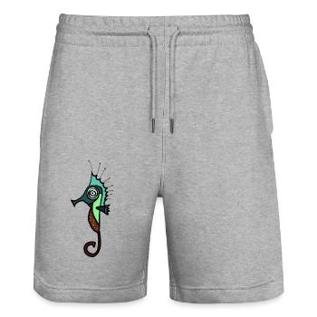 Seepferdchen - Stanley/Stella Unisex Bio Joggingshorts Trainer  - Grau meliert - Vorne - Nik (191cm) & Marisol (170cm)