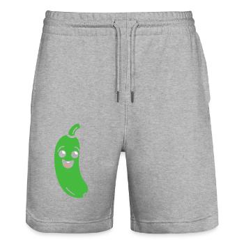 courgette - Stanley/Stella Trainer Unisex Organic Jogging Shorts - heather grey - Front - Nik (191cm) & Marisol (170cm)