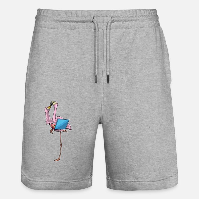 Flamingo Pizza - Stanley/Stella Trainer Unisex Organic Jogging Shorts - heather grey