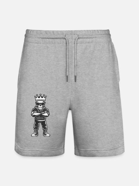 Skull King - Stanley/Stella Trainer Unisex Organic Jogging Shorts - heather grey