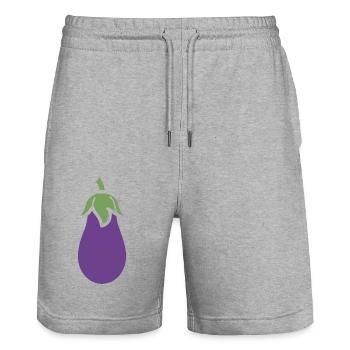 Aubergine - Stanley/Stella Unisex Bio Joggingshorts Trainer  - Grau meliert - Vorne - Nik (191cm) & Marisol (170cm)
