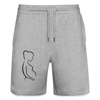 Schwangere outline - Stanley/Stella Unisex Bio Joggingshorts Trainer  - Grau meliert - Vorne - Nik (191cm) & Marisol (170cm)