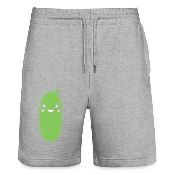 cucumber - Stanley/Stella Trainer Unisex Organic Jogging Shorts - heather grey - Front - Nik (191cm) & Marisol (170cm)