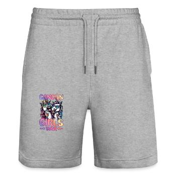 Visite des filles de Cancún au Mexique - Short de jogging bio TRAINER Stanley/Stella unisexe - gris chiné - Devant - Nik (191cm) & Marisol (170cm)