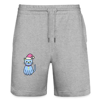 Meowy Christmas - Geschenk mit Katze - Stanley/Stella Unisex Bio Joggingshorts Trainer  - Grau meliert - Vorne - Nik (191cm) & Marisol (170cm)