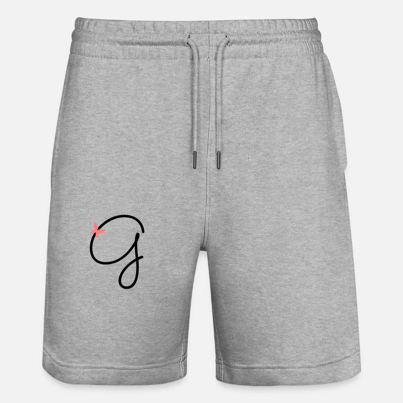 Buchstabe G Schmetterlingsbuchstabe - Stanley/Stella Unisex Bio Joggingshorts Trainer  - Grau meliert