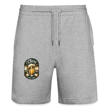 Cheers to Good Times - Stanley/Stella Trainer Unisex Organic Jogging Shorts - heather grey - Front - Nik (191cm) & Marisol (170cm)
