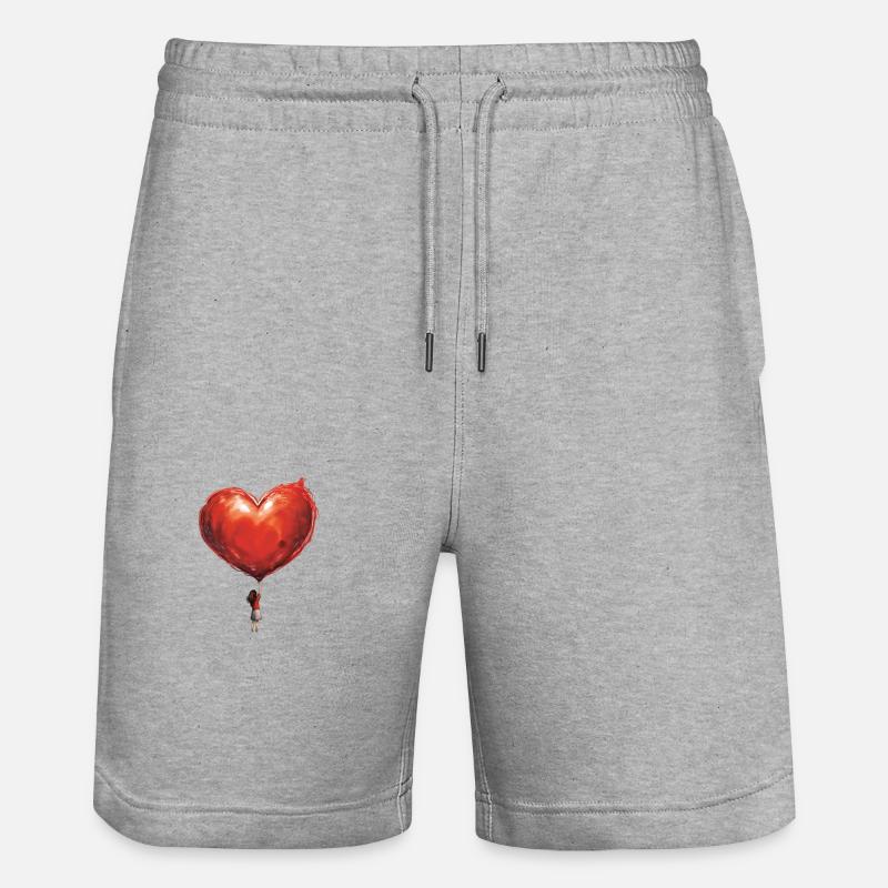 Fille avec ballon coeur géant - Short de jogging bio TRAINER Stanley/Stella unisexe - gris chiné