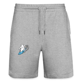 Surfbär - Stanley/Stella Unisex Bio Joggingshorts Trainer  - Grau meliert - Vorne - Nik (191cm) & Marisol (170cm)