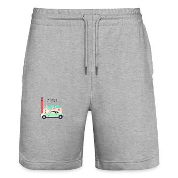 ciao - Italien Design - Stanley/Stella Unisex Bio Joggingshorts Trainer  - Grau meliert - Vorne - Nik (191cm) & Marisol (170cm)