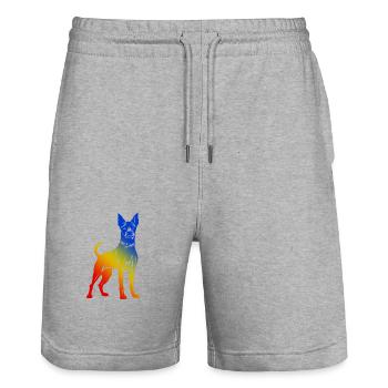 Chien Pinscher - Short de jogging bio TRAINER Stanley/Stella unisexe - gris chiné - Devant - Nik (191cm) & Marisol (170cm)