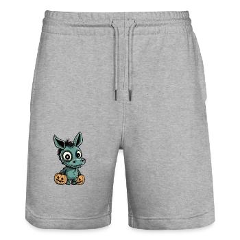 Donkey Halloween Comic Funny - Stanley/Stella Trainer Unisex Organic Jogging Shorts - heather grey - Front - Nik (191cm) & Marisol (170cm)