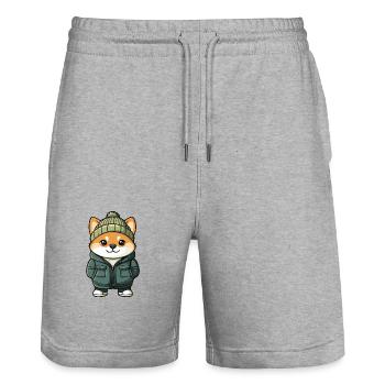 Akita Inu Dog Winter - Stanley/Stella Trainer Unisex Organic Jogging Shorts - heather grey - Front - Nik (191cm) & Marisol (170cm)