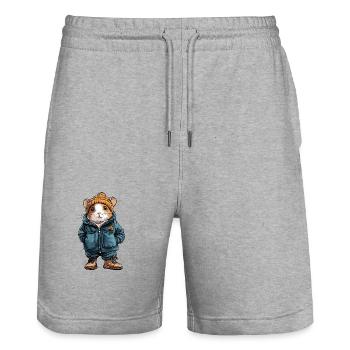 Hamster Lustig Winter - Stanley/Stella Unisex Bio Joggingshorts Trainer  - Grau meliert - Vorne - Nik (191cm) & Marisol (170cm)