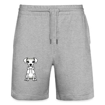 Whippet Hund Lustig - Stanley/Stella Unisex Bio Joggingshorts Trainer  - Grau meliert - Vorne - Nik (191cm) & Marisol (170cm)