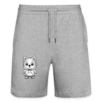 Samojede Hund Lustig - Stanley/Stella Unisex Bio Joggingshorts Trainer  - Grau meliert - Vorne - Nik (191cm) & Marisol (170cm)