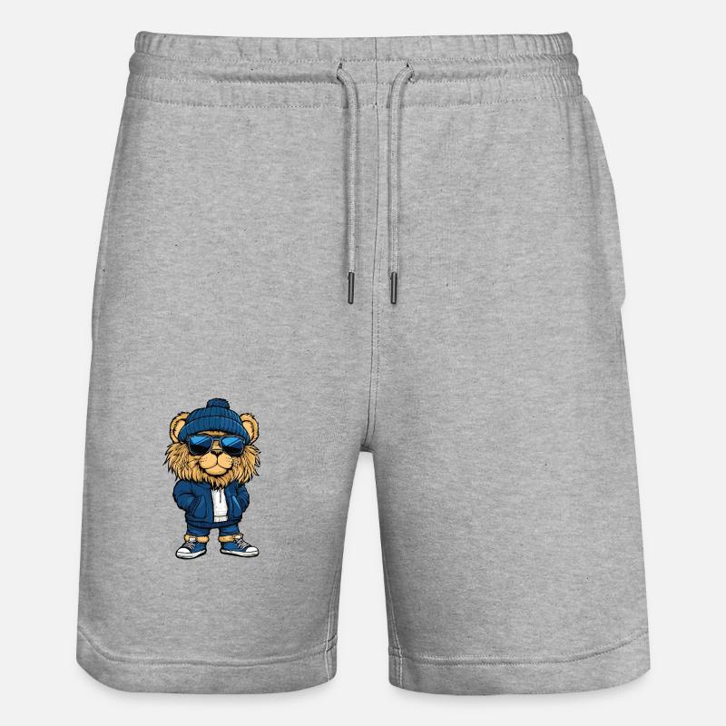 Löwe Cool Comic - Stanley/Stella Unisex Bio Joggingshorts Trainer  - Grau meliert