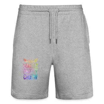 Malle Party Crew Spruch - Stanley/Stella Unisex Bio Joggingshorts Trainer  - Grau meliert - Vorne - Nik (191cm) & Marisol (170cm)