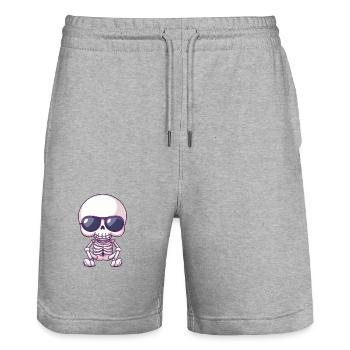 Zombie Halloween Skeleton Cool - Stanley/Stella Trainer Unisex Organic Jogging Shorts - heather grey - Front - Nik (191cm) & Marisol (170cm)