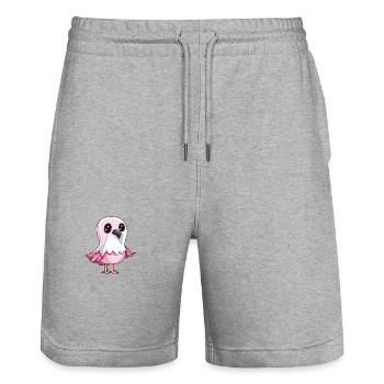 Flamingo Halloween Funny Ghost - Stanley/Stella Trainer Unisex Organic Jogging Shorts - heather grey - Front - Nik (191cm) & Marisol (170cm)