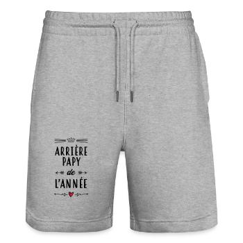 Arrière Papy - Famille - Grand-Père - Papi - Noël - Stanley/Stella Trainer Unisex Organic Jogging Shorts - heather grey - Front - Nik (191cm) & Marisol (170cm)