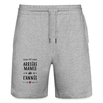 Arrière Mamie Mamy Grand-Mère Grand Mere - Stanley/Stella Trainer Unisex Organic Jogging Shorts - heather grey - Front - Nik (191cm) & Marisol (170cm)