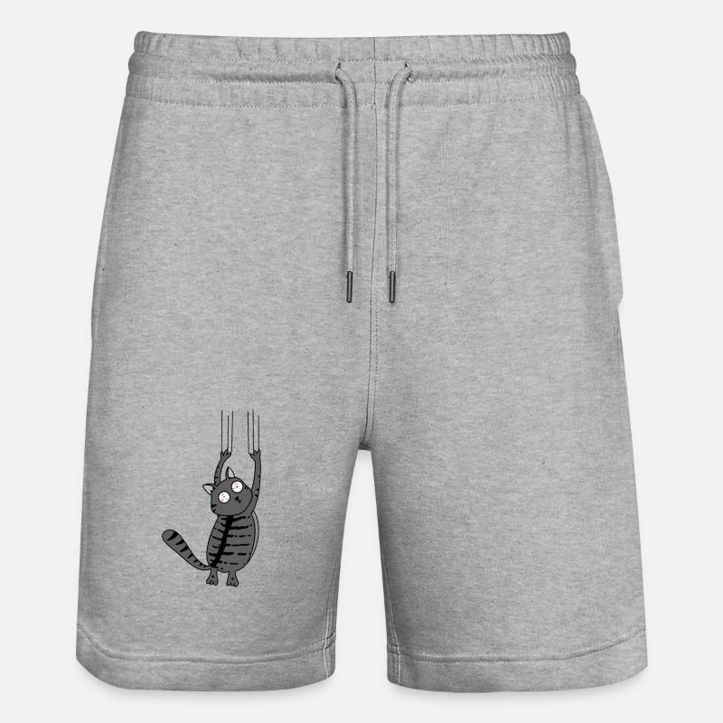 Panic Cat Version rayée - Short de jogging bio TRAINER Stanley/Stella unisexe - gris chiné