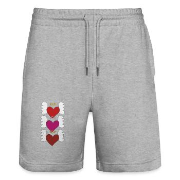 Hearts with wings - Stanley/Stella Trainer Unisex Organic Jogging Shorts - heather grey - Front - Nik (191cm) & Marisol (170cm)