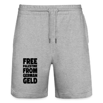 solidarity with Israel - Stanley/Stella Trainer Unisex Organic Jogging Shorts - heather grey - Front - Nik (191cm) & Marisol (170cm)