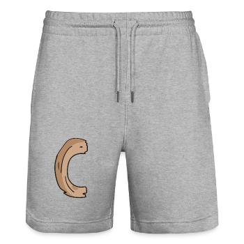 Letter C Wood Wooden Letter Name - Stanley/Stella Trainer Unisex Organic Jogging Shorts - heather grey - Front - Nik (191cm) & Marisol (170cm)