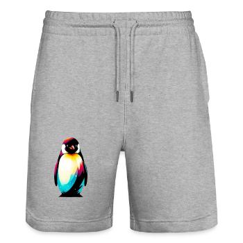 Pinguin - Stanley/Stella Unisex Bio Joggingshorts Trainer  - Grau meliert - Vorne - Nik (191cm) & Marisol (170cm)