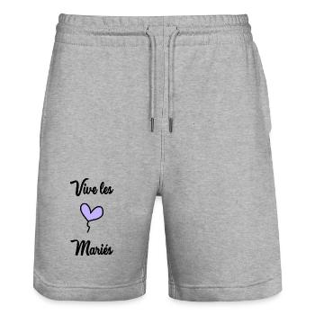 FUTURE MARIEE. EVJF. MARIEE. TEAM. TEAM MARIEE - Short de jogging bio TRAINER Stanley/Stella unisexe - gris chiné - Devant - Nik (191cm) & Marisol (170cm)